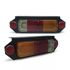 Tail Lights With Brackets PAIR Tray Back Ute Universal Red Amber & Clear QTY 2 - Picture 1 of 10