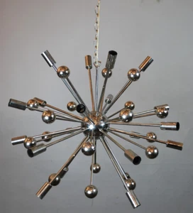 Mid Century Design chrome finish Chandelier 18 light sputnik brass ceiling light - Picture 1 of 5