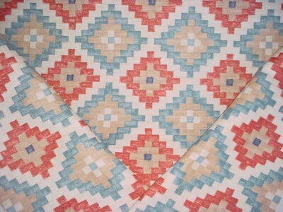 7Y Scalamandre DQ 00051251 Topkapi GW Rust Blue Ikat Print Upholstery Fabric - Image 1 of 4