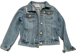 Tommy Bahamas Distressed Denim Jean Jacket Girls Size 10 Medium Wash - Picture 1 of 4