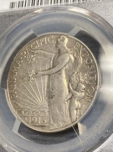 PCGS GENUINE CLEANED -VF DETAIL 1915-S PANAMA-PACIFIC COMM. HALF DOLLAR - Picture 1 of 4