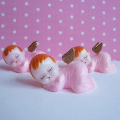 12 Estatuillas de ángel bebé dormido rosa - adornos para pasteles, lote de 12 Foto 1 de 4