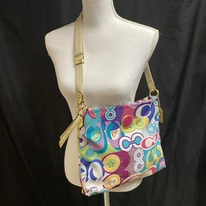 NWOT Coach Poppy Pop Graffiti Glam CROSSBODY Bag Signature Zip Closure Gold GC3 - Picture 1 of 12