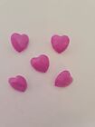 5 purple heart shaped resin buttons 12 mm