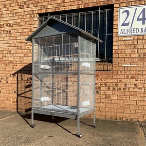 178cm Large Pet Bird Cage Budgie Aviary Metal Weatherproof On Wheels Silve White - Picture 1 of 4