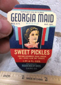 Vintage new old stock Original Label, Georgia Maid sweet pickles jar label - Bild 1 von 1