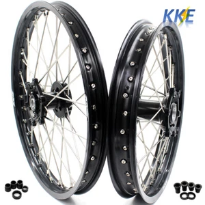 KKE 21-19" Wheels Fit Suzuki RM125 1996-2007 RM250 1996-2008 Black Rim Wheel Set - Bild 1 von 12