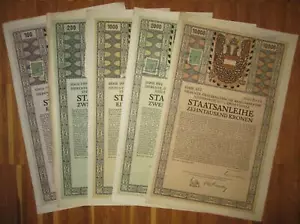 ÖSTERREICH AUSTRIA 5 verschiedene 7. Kriegsanleihe 1917 Austrian War Loan - Bild 1 von 1
