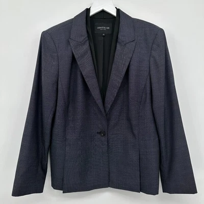 Lafayette 148 New York Blazer Jacket Size 16 Wool Silk Lined Blue Quiet Luxury - Image 1 of 4