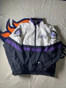 Vintage 90s Starter Colorado Rockies White Windbreaker Jacket Mens Size XL!!!!!! - Picture 1 of 7