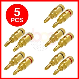 5x Paar Lautsprecher Bananenstecker offene Schraube Typ vergoldet Audio Stecker Steckverbinder - Bild 1 von 4