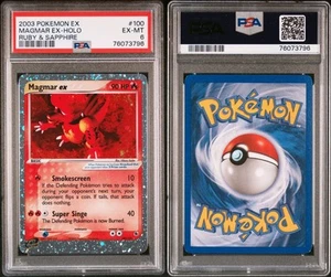 Pokemon Card Magmar EX 100/109 Holo Ruby & Sapphire PSA 6 EX-MT - Picture 1 of 3