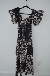 Zenara Maxikleid, Aline Gürtel Medium Baumwoll Popeline Print, Puffärmel, Neu ohne Etikett - Bild 1 von 6