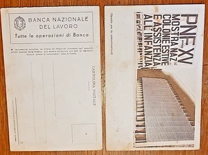 1937 CARTOLINA PUBBLICITARIA MOSTRA NAZ. COLONIE ESTIVE PNF Banca Nazionale Lav. - Imagen 1 de 3