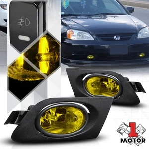 Luces antiniebla amarillas para parachoques con interruptor + arnés + bisel para Honda Civic 01-03 - Imagen 1 de 5