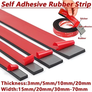Self Adhesive Nitrile Rubber Strip Pads Adhesive Backed Solid Seals Gasket Black - Picture 1 of 6
