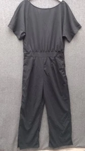 Loose Fit Button Back Closure Short Sleeve Black Jumpsuit Size XL - Picture 1 of 11