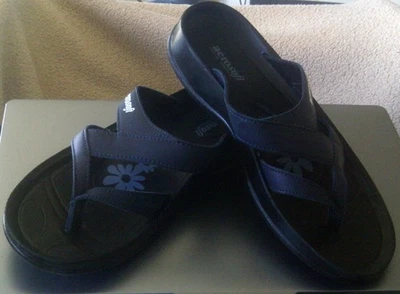 NEW! AEROSOFT NAVY BLUE TOE POST SZ 38 US SZ 7.5 FLIP FLOP SANDALS! - Image 1 of 2
