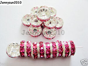 100p Czech Crystal Rhinestone Silver Rondelle Spacer Beads 4mm 5mm 6mm 8mm 10mm 