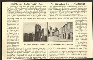 40 SORE ET SON CANTON GRENADE-SUR L' ADOUR ARTICLE DE PRESSE 1930 - Foto 1 di 1
