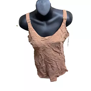 Nude Lucy Cupro Sz L Brown Wide Singlet Top Short Dress Adjusting Straps - Picture 1 of 16