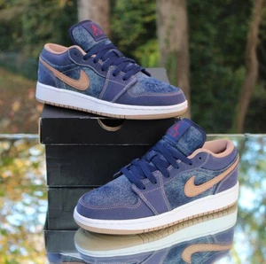 Air Jordan 1 Low SE Denim Talla 5Y Azul Marino Goma Personalizada DM4692-400 - Imagen 1 de 18