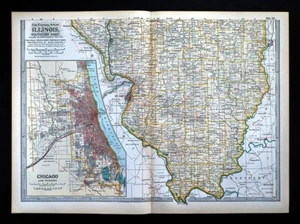 1897 Century Map South Illinois St. Louis Springfield Alton - Chicago Plan IL - Picture 1 of 4