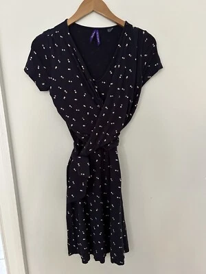 Vestido envolvente de maternidad y enfermería Seraphine para mujer azul marino lunares talla US 4 Foto 1 de 3
