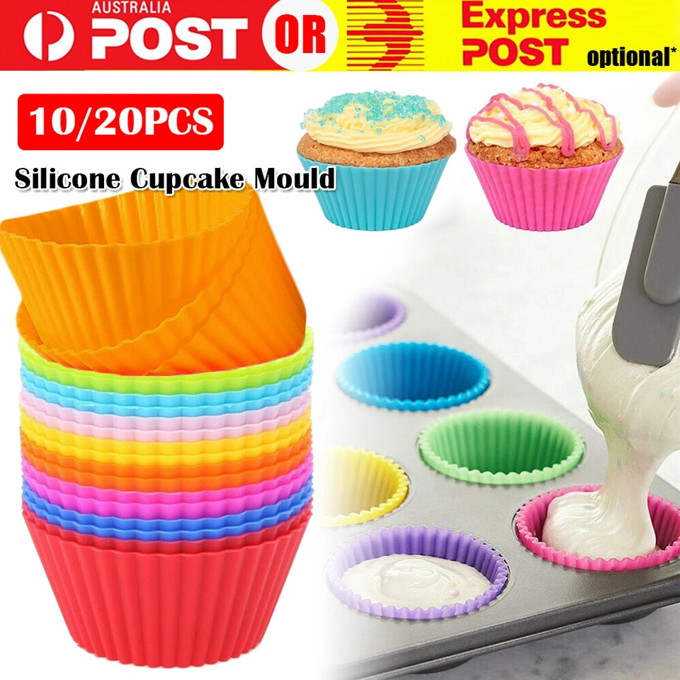 Up to 25x Round Cup Cake Silicone Baking Mould Cupcake Case DIY Bake Mold Muffin - image 1 of 4