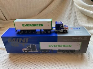 MINI GT 1:64 Western Star 49X - Blue w/ 40' Reefer Container "EVERGREEN" - Picture 1 of 1