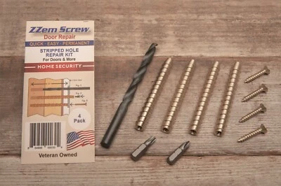 4-pk #9x3" ZZem Screw Anchor-Easy DIY Stripped Screw Hole Door Hinge Repair Kit - Image 1 of 4