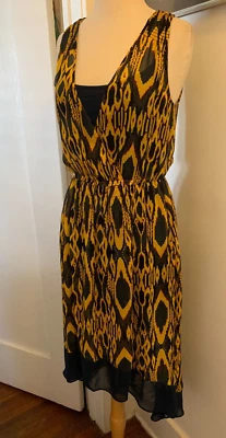 Vestido midi princesa Vera Wang para mujer azul, amarillo y magenta, talla XS Foto 1 de 4