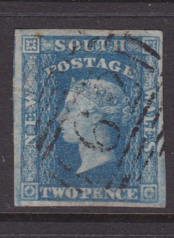NSW SCARCE 1856 2d Blue QV SIDEFACE IMPERF NUMERAL 62 MORPETH PMK SG 112 (NF29) Cover