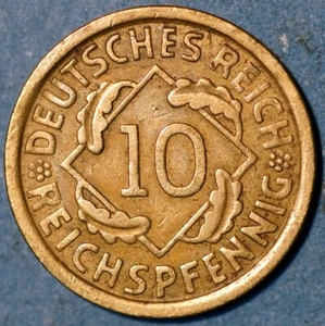 Germany Weimar Republic 10 Reichspfennig 1930 E KM# 40 - Picture 1 of 2