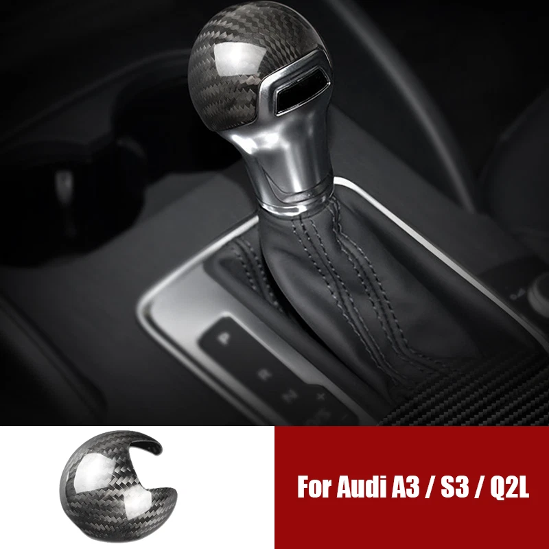 Cubierta de cabeza de perilla de cambio de marchas de fibra de carbono real para AUDI A3 S3 8V 2014-2018 Foto 1 de 4