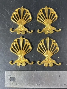 (4) Vintage Französisch Gold Ormolu Dekorative Möbel Hardware Halterungen Lüfterschale - Bild 1 von 7