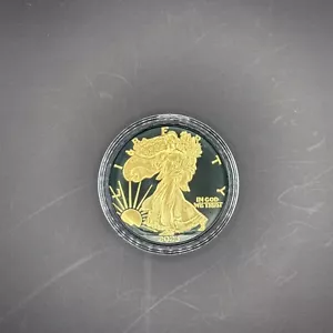 2023 Silver Eagle Black Platinum Gilded with 24k Gold 1 oz .999 Silver Coin /500 - Picture 1 of 4