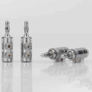 4x Hi-Fi Rhodium Plated Screws Locking Banana Plug Audio Speaker Cable Terminals - Picture 1 of 7