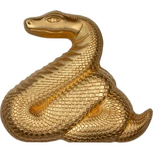 NIMBLE GILDED SILVER SNAKE Lunar Collection 1Oz Silver Coin 1000 Togrog Mongolia - Picture 1 of 7