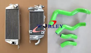Aluminum radiator + silicone radiator hose for Kawasaki KLX300 1997-2007 Green - Picture 1 of 6