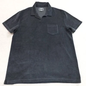 Todd Snyder Polo Shirt Large Black Terry Cloth Chest Pocket - Picture 1 of 7
