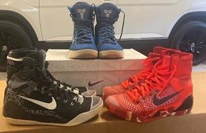 3 PAIRS Kobe 9 elite high size 10 Brave Blue, Christmas & BHM - Picture 1 of 7