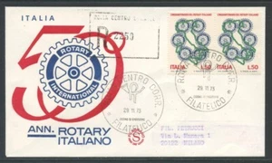 Busta 1973 - REPUBBLICA - CINQUANTENARIO ROTARY - BUSTA FDC FILAGRANO GOLD VIAGG - Foto 1 di 2
