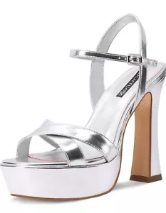 Women Platform Sandals Chunky High Heel Ankle Strap Open Toe Spool Heels 6.5 - Picture 1 of 9