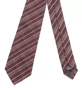 Corbata tejida a cheque 100 % seda marrón púrpura marrón Giorgio Armani hecho en ITALIA - Imagen 1 de 5