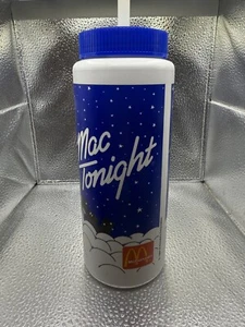 McDonald anni 80 Mac Tonight tazza plastica borraccia con cannuccia pubblicità 1989 - Foto 1 di 9