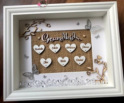 Personalised 3D Box Frame Family Tree Gift Unique Keepsake Home Art Decor - Image 1 of 3