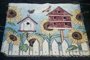 Lattenzaun Vögel unvollendet Wandteppich Webstoff Wandbehang Tisch Matte - Bild 1 von 3