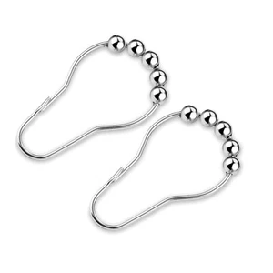 10Pack Curtain-Hook Shower-Rods Pole Metal-Rings Bathroom For Glide Rustproof - Picture 1 of 10
