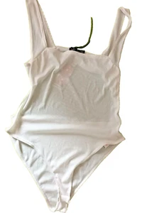 Body Boohoo Blanco Costilla Espalda Abierta Cuello Cuadrado Reino Unido 16 - Imagen 1 de 4